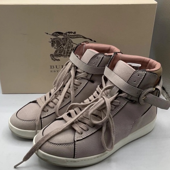 Burberry Shoes - Burberry Dusty Pink and Cream High-Top Sneakers